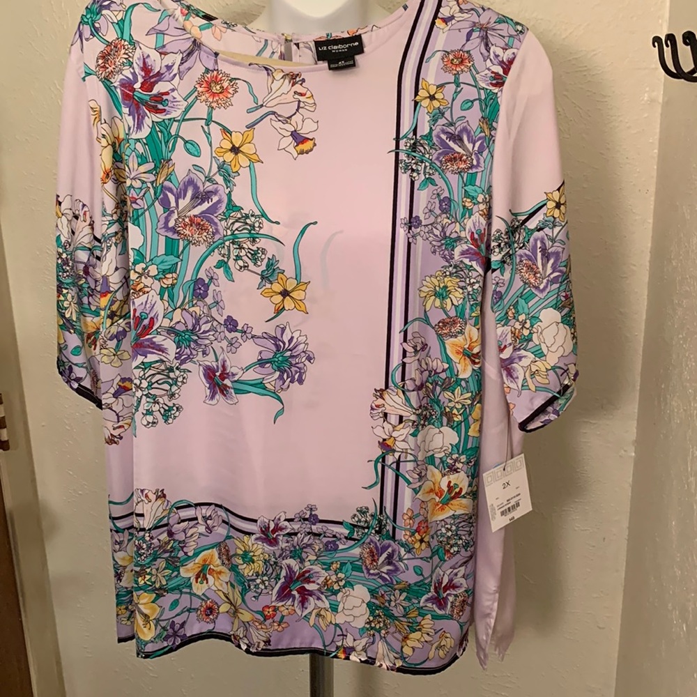 Liz Claiborne Lavender Border floral print